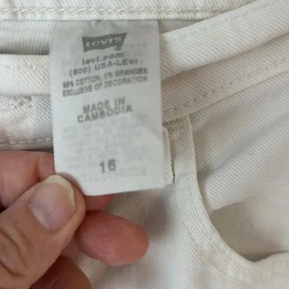 Levis 515 Capri Jeans Womens 16 White Stretch Denim Cropped Mid Rise Pants - Picture 4 of 7